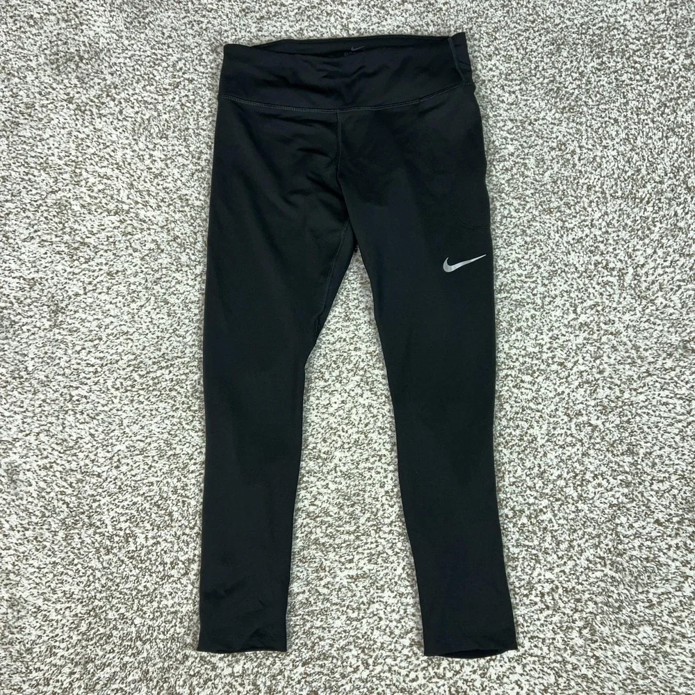 Nike‎ Pants Womens Small Black Ankle Leggings Dri-FIT Running Gym Workout Sport